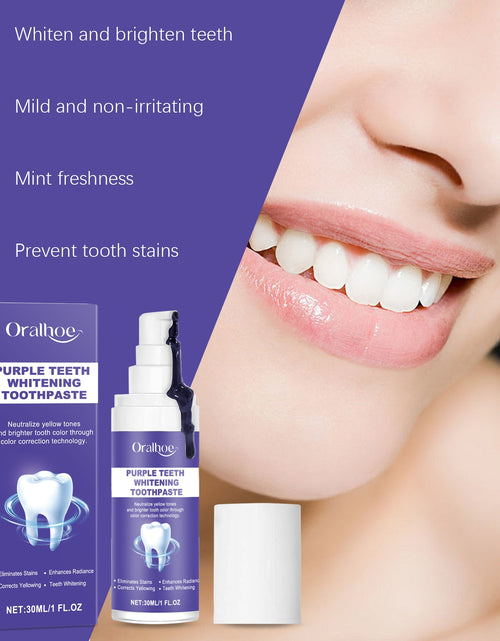 Load image into Gallery viewer, Oralhoe Purple Brightening Toothpaste Brightening Remove Stains Improve Yellow Teeth Gentle Cleaning Dental Hygiene Care Toothpaste
