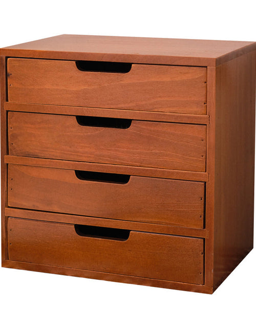 Load image into Gallery viewer, Three-layer Storage Cabinet, Small Wooden Cosmetic Organizer Box, Display Screen Riser
