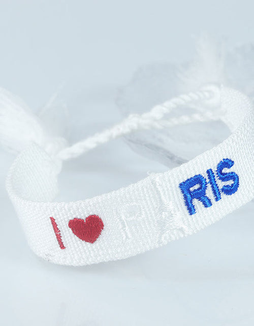 Load image into Gallery viewer, Embroidered Eiffel Tower ethnic style woven ribbon wrist strap Paris Sports Games wristband souvenir from France
