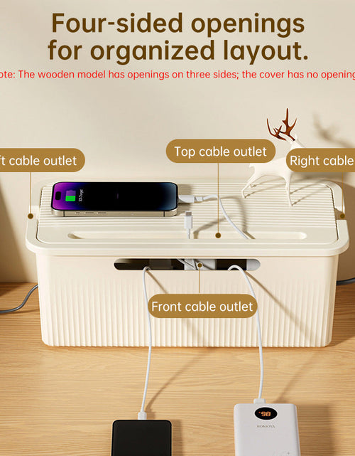 Load image into Gallery viewer, Desktop Plug Socket &amp; Cable Organizer – Black/White Storage Box for Charging/Data Cables

