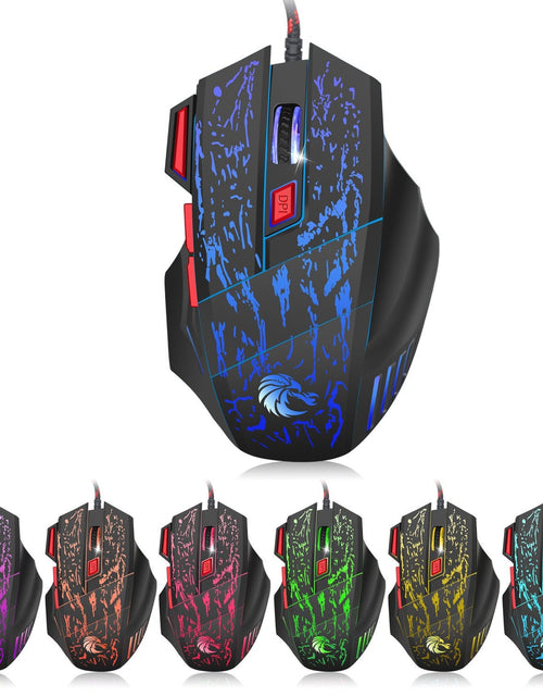 Load image into Gallery viewer, Flowing Crack Colorful Luminous Gaming Mouse Wired Blaze Bird Mouse
