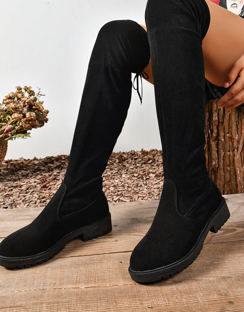 Load image into Gallery viewer, Women’s Elastic Knee-High Boots – Thick Sole Solid Color Fashion Boots

