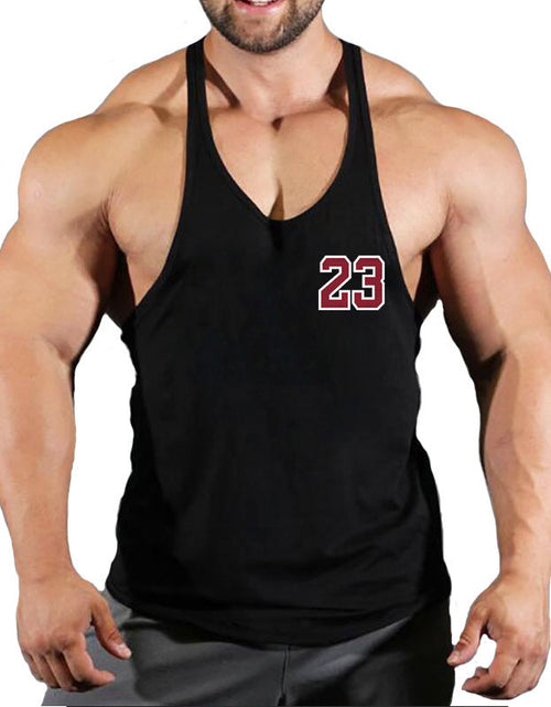 Load image into Gallery viewer, Sportswear vest men's round neck men's cotton vest loose shoulder sleeveless basketball suit

