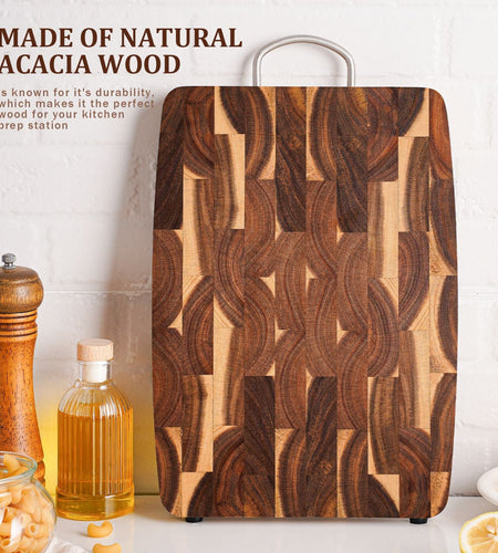 Wooden cutting board for household kitchen solid wood geometric grid cutting board