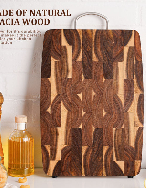 Load image into Gallery viewer, Wooden cutting board for household kitchen solid wood geometric grid cutting board
