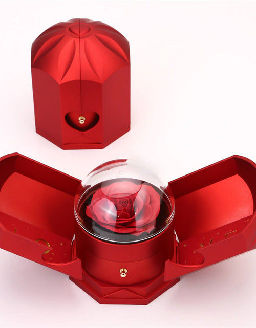Load image into Gallery viewer, Double open rose gift box drawer style rose jewelry box angel wings Chinese Valentine's Day necklace gift box

