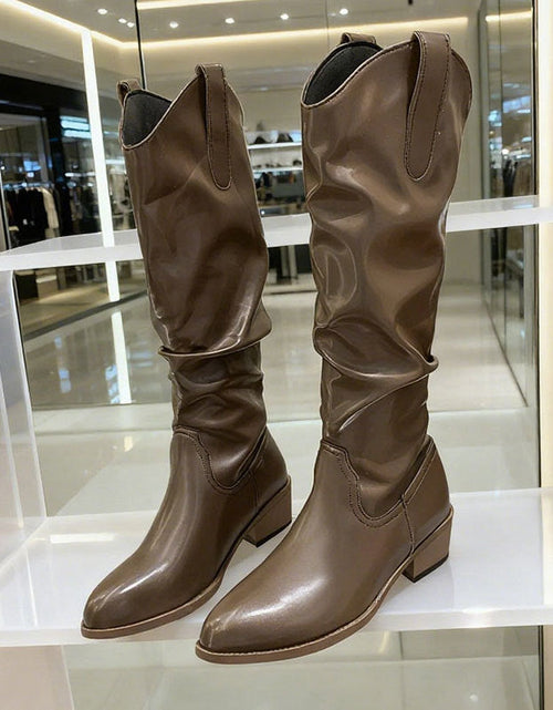 Load image into Gallery viewer, Chunky Heel Suede High-Top Riding Boots Women
