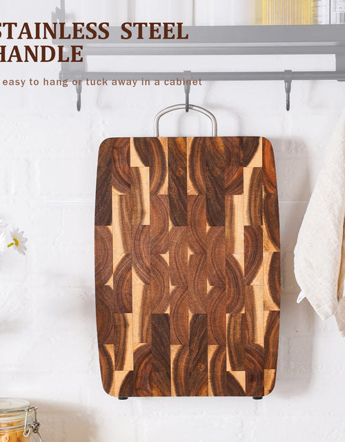 Load image into Gallery viewer, Wooden cutting board for household kitchen solid wood geometric grid cutting board
