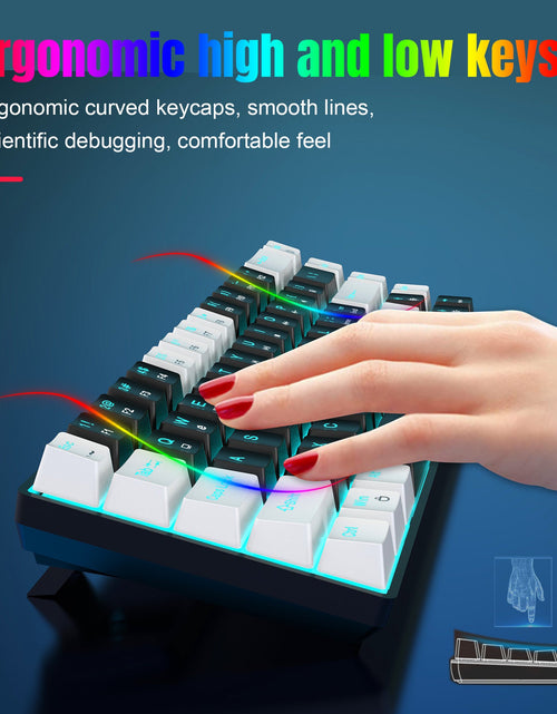Load image into Gallery viewer, 68 keys, 60% keyboard, customized color blocked keycaps, RGB mechanical keyboard, MINI set, plug-in blue axis ice blue disc
