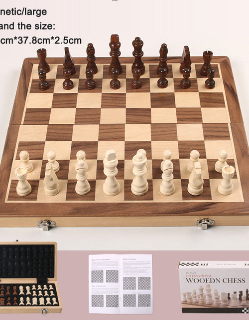 Load image into Gallery viewer, Magnetic Chess Folding Solid Wood Double Queen Set Chessboard Adult Board Game Children's Puzzle Toy
