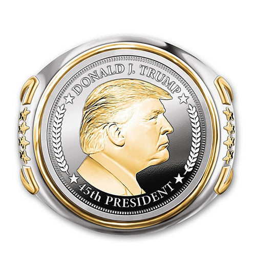 Load image into Gallery viewer, Personalized American President Trump Ring Two-color European and American Hip-Hop Trump Jewelry Men
