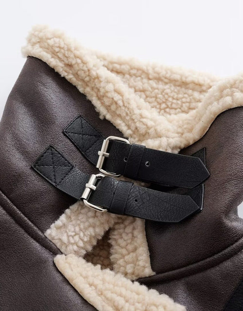 Load image into Gallery viewer, Fashionable and versatile zipper belt with loose casual long sleeved cotton jacket
