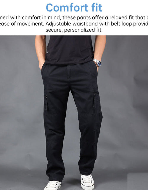 Load image into Gallery viewer, Men's Cotton Cargo Overalls for Camping &amp; Hiking - Straight-Leg, Multi-Pocket Baggy Trousers
