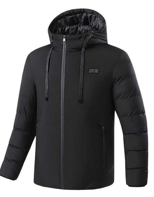 Load image into Gallery viewer, Intelligent constant temperature heating clothing for autumn and winter, suitable for men and women, USB heating, thick solid color hooded heating, warm cotton jacket

