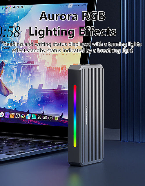 Load image into Gallery viewer, USB4 hard drive box M2 NVME solid-state drive reader 40G Thunderbolt 4 portable hard drive box with RGB light external
