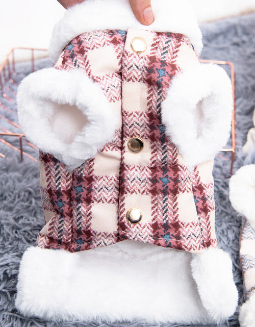 Load image into Gallery viewer, Dog clothing with warmth and plush that can be pulled vest teddy bear small dog cat pet clothing
