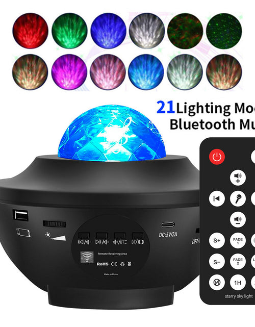 Load image into Gallery viewer, Popular Small Bowl Starry Sky Light Projection Light USB Bluetooth Music Rotating Water Ripple Starry Sky Laser Atmosphere Light
