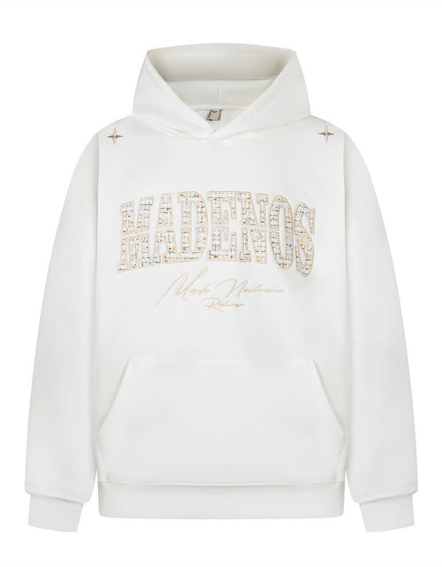 Load image into Gallery viewer, Alphabet patch embroidered hooded sweatshirt
