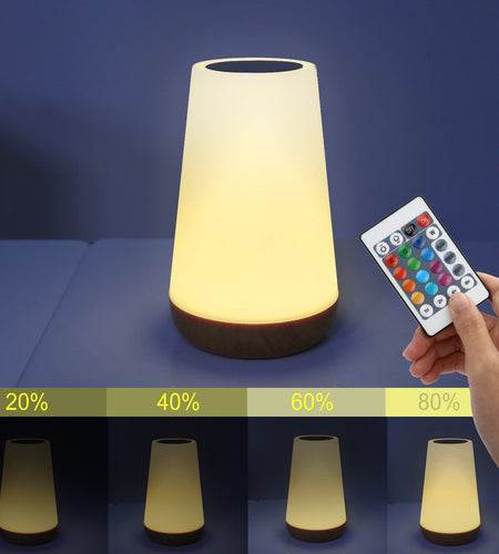 Wood grain remote control touch night light creative pat table lamp bedroom bedside lamp rainbow atmosphere light