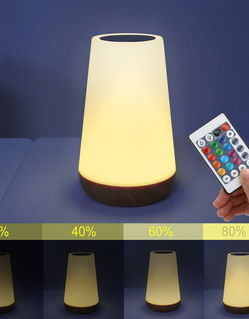 Load image into Gallery viewer, Wood grain remote control touch night light creative pat table lamp bedroom bedside lamp rainbow atmosphere light
