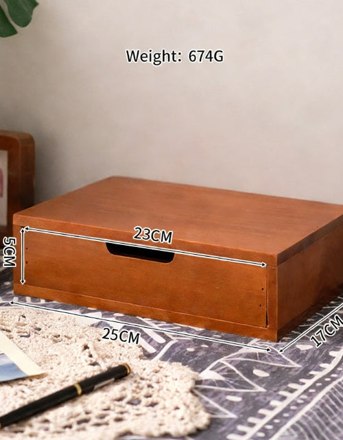 Load image into Gallery viewer, Three-layer Storage Cabinet, Small Wooden Cosmetic Organizer Box, Display Screen Riser

