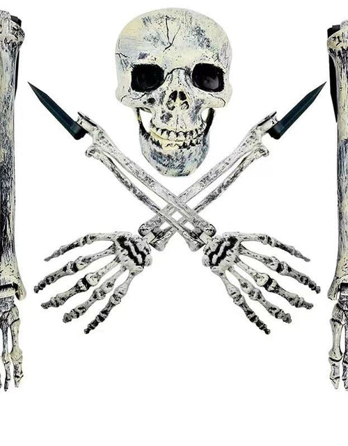 Load image into Gallery viewer, Halloween Skeleton Stakes: Realistic Skull, Head, Hands/Arms – For Party, Home, Garden, Lawn
