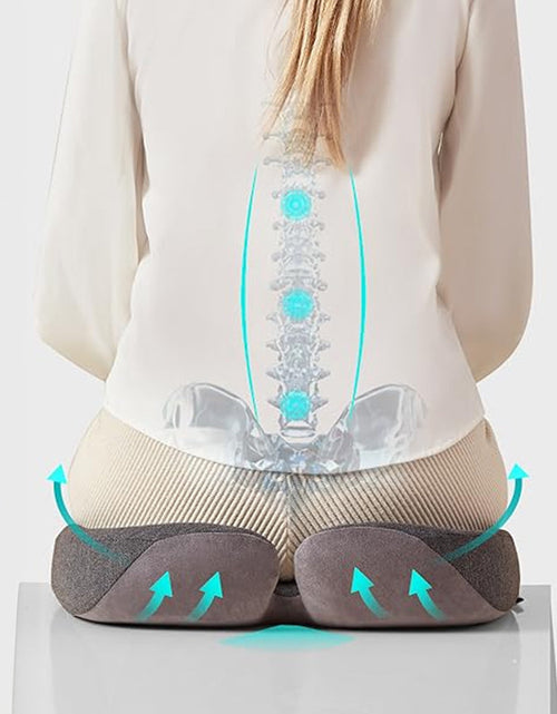 Load image into Gallery viewer, Memory Foam Coccyx Cushion. Alleviates tailbone/sciatica/back pain. Non - slip for office/car seats.
