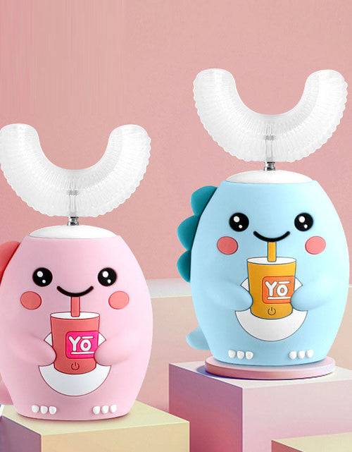 Load image into Gallery viewer, U-shaped electric toothbrush children's rechargeable 2-6-12-year-old rechargeable baby toothbrush U-shaped little dinosaur child
