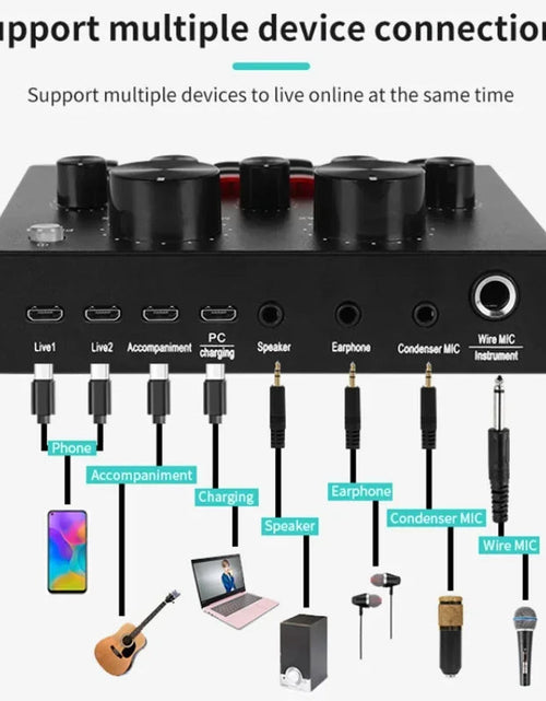 Load image into Gallery viewer, V8 Professional Sound Card Streaming Live Broadcast Podcast Recording Studio Equipment Voice Changer Audio Interface SoundCard
