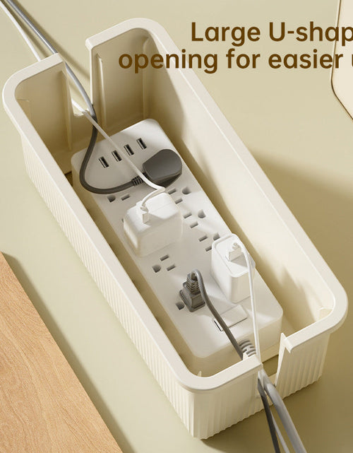 Load image into Gallery viewer, Desktop Plug Socket &amp; Cable Organizer – Black/White Storage Box for Charging/Data Cables

