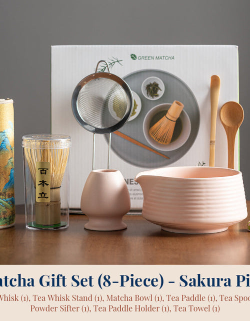 Load image into Gallery viewer, Premium 8-piece Matcha Set: Ceramic Chawan, whisky gift box, Matcha tools – for tea lovers
