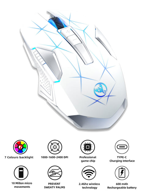 Load image into Gallery viewer, Wireless 2.4G Mouse, Home Office Business Laptop, 7-Color Colorful Backlight Mouse
