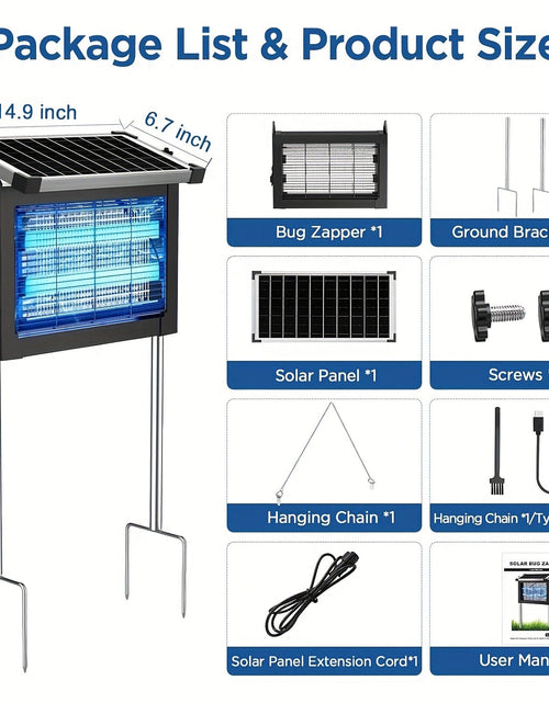 Load image into Gallery viewer, Solar Powered Bug Zapper Outdoor Zechuan Bug Zapper 4500V
