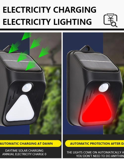 Load image into Gallery viewer, New Solar Alarm Light Human Body Sensing Remote Alarm To Drive Away Animals Solar Alarm Light
