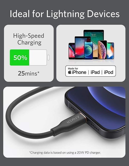 Load image into Gallery viewer, Anker <b>641</b> USB-C to Lightning Cable (Flow, 3 ft Silicone)
