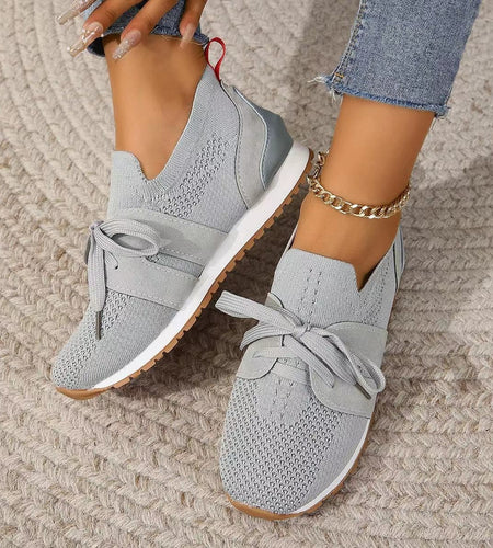 Women’s Lace‑Up Mesh Walking Flats