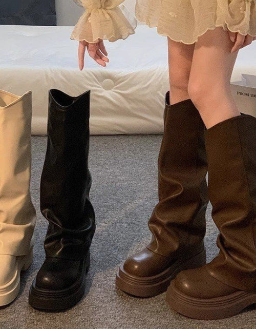 Load image into Gallery viewer, Women’s Platform Dress Boots – British Style Autumn/Winter
