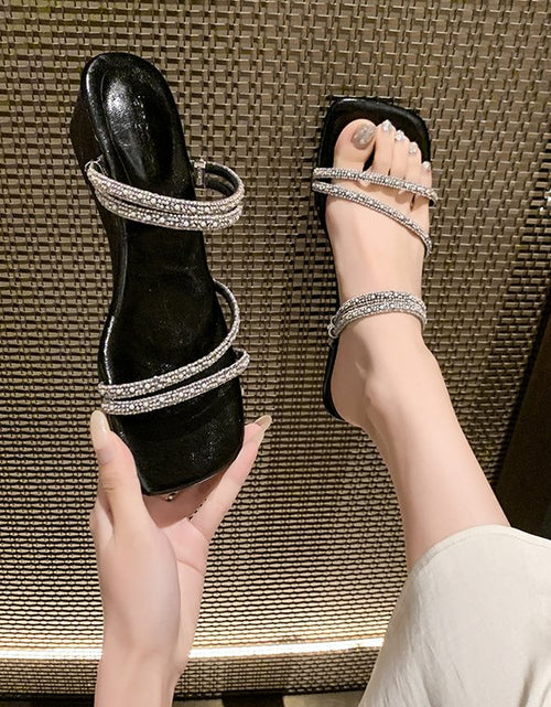 Load image into Gallery viewer, Women's Rhinestone Double-Strap Wedge Sandals – Open-Toe Glam Evening Heels
