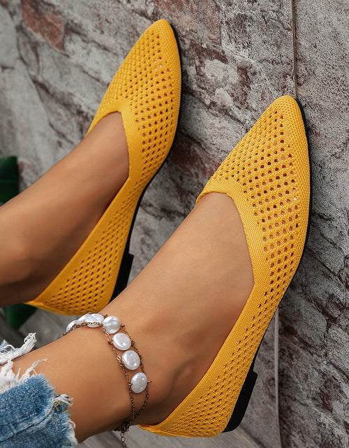 Load image into Gallery viewer, Women's Pointed Toe Flyknit Slip-On Loafers – Flat Casual Shoes
