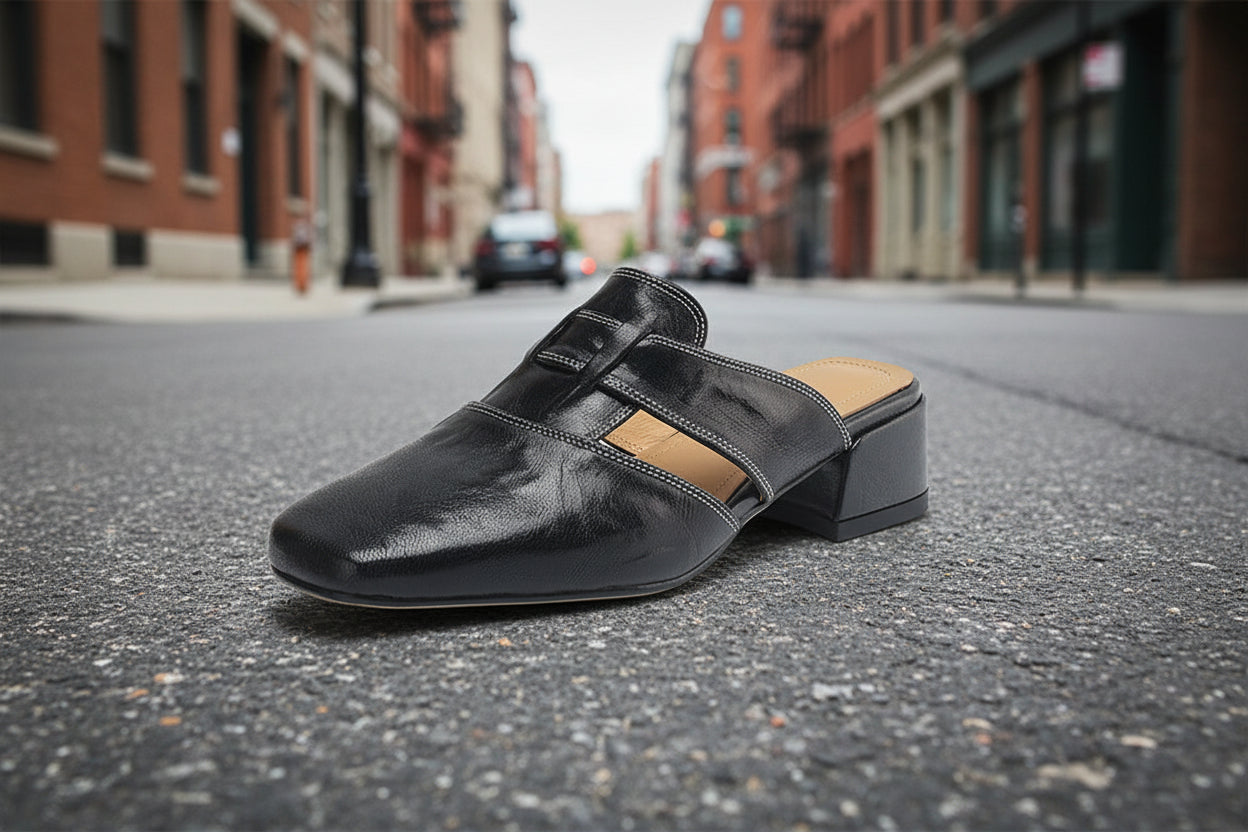 Retro Closed Toe Half Slippers