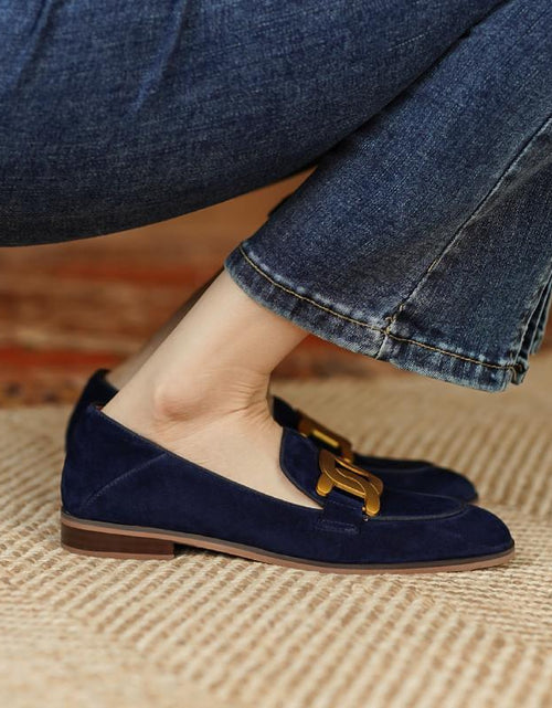 Load image into Gallery viewer, Women’s Retro Metal Buckle Slip-On Loafer Shoes
