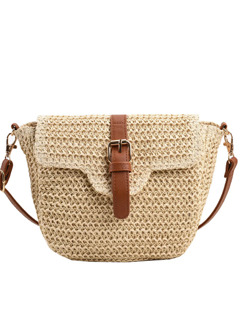 Load image into Gallery viewer, Women's Straw Messenger Bag  Casual Saddle Bag
