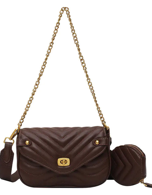Load image into Gallery viewer, Quilted Crossbody Bag with Coin Purse and Chain
