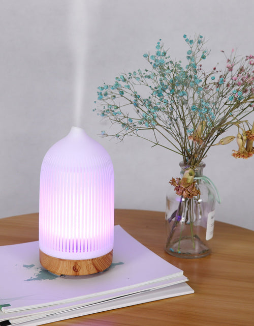 Load image into Gallery viewer, 7 Color Aromatherapy Lamp Aromatherapy Machine Ultrasonic Atomization Mini Desktop Humidifier Home Bedroom Wood Grain Aromatherapy Machine
