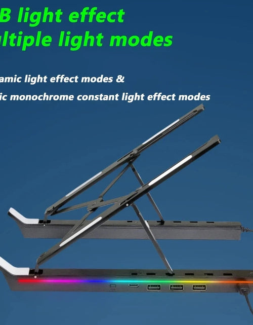 Load image into Gallery viewer, RGB Laptop Stand Adjustable 6 Gear Height Heat Dissipation USB Type-c Hub Ergonomic Notebook Holder for MacBook Tablet Phone
