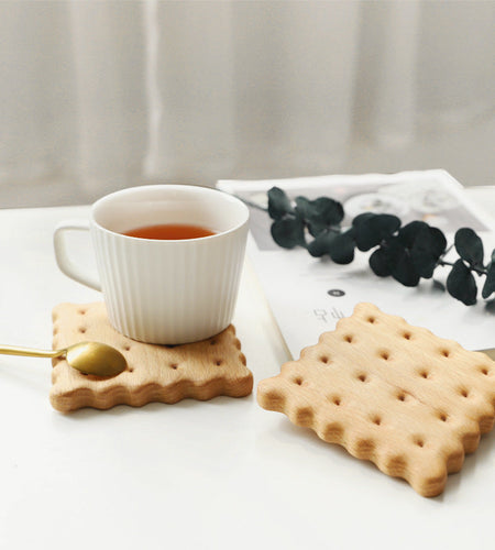 Beech Biscuit Coaster Solid Wood Tea Coaster Mug Coffee Coaster Cup Holder Creative Gift