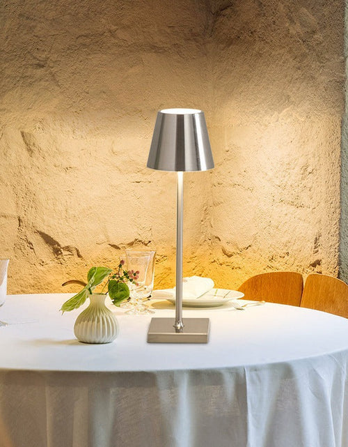 Load image into Gallery viewer, Nordic charging iron art high footed cup table lamp, bedroom bedside touch creative small night light, modern and simple living room night light
