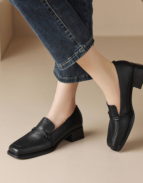 Load image into Gallery viewer, Women’s Retro Minimalist Mid-Heel Leather Shoes
