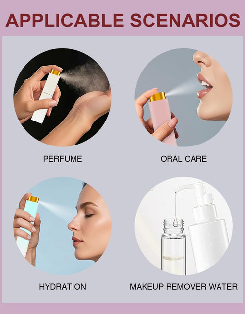 Load image into Gallery viewer, YOUXIU Travel Perfume Bottle Refillable 10ml Mini 4 Pack Purple Pink Blue White
