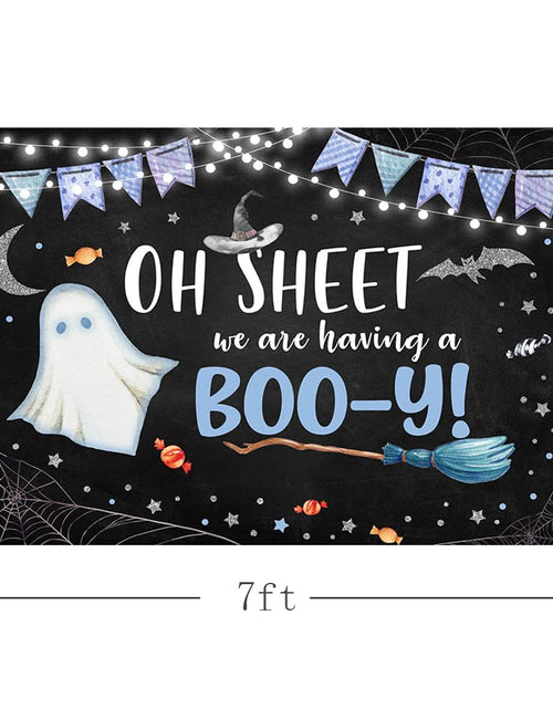 Load image into Gallery viewer, MEHOFOND Halloween Baby Shower Party Backdrop Purple Vinyl 7x5ft
